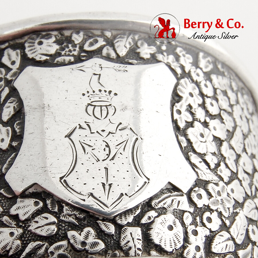 Floral Napkin Ring Double Crest German 800 Silver 1900