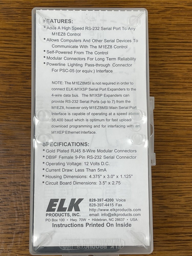 Elk M1 EZ8 Main Serial Interface (ELK-M1EZ8MSI)