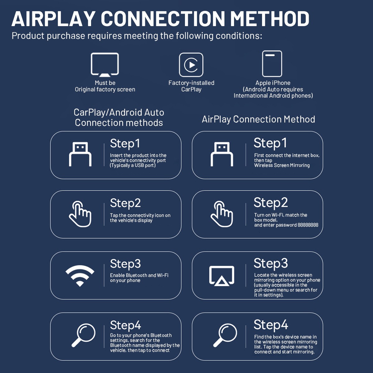 2026 Carplay Adapter Wired to Wireless CarPlay Android Auto Mirror Link 4-IN-1