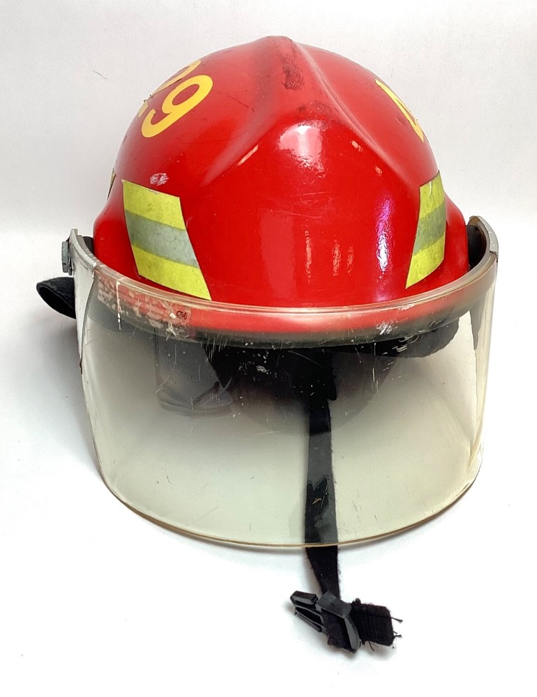 Vintage Red Firefighters Structural Fire Helmet w/ Face Shield #429