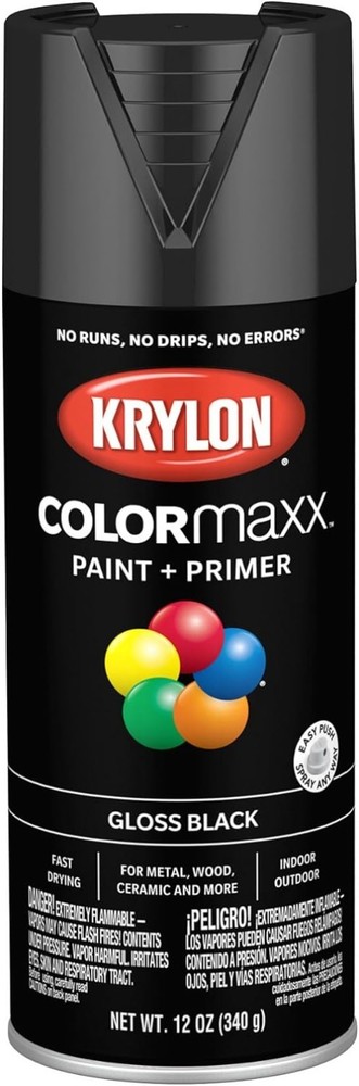 Versatile Rust Resistant Gloss Black Spray Paint - 12 Oz for Multiple Surfaces