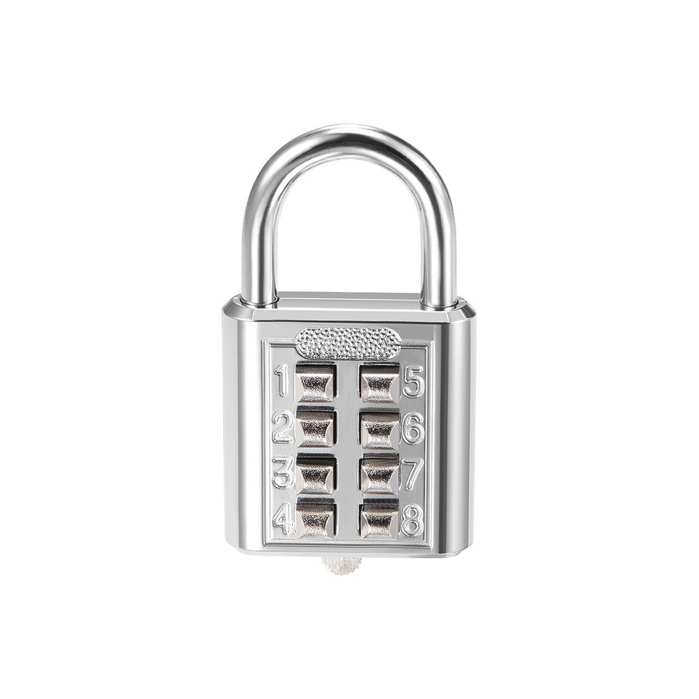 8-Digit Combination Padlock Push Button Lock for Locker Cabinet Silver Tone
