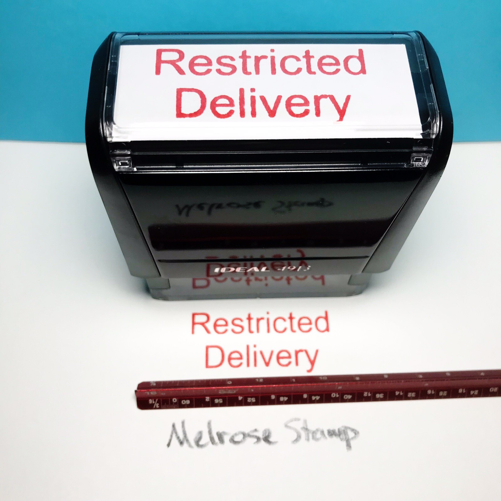 Restricted Delivery Rubber Stamp Red Ink Ideal 4913