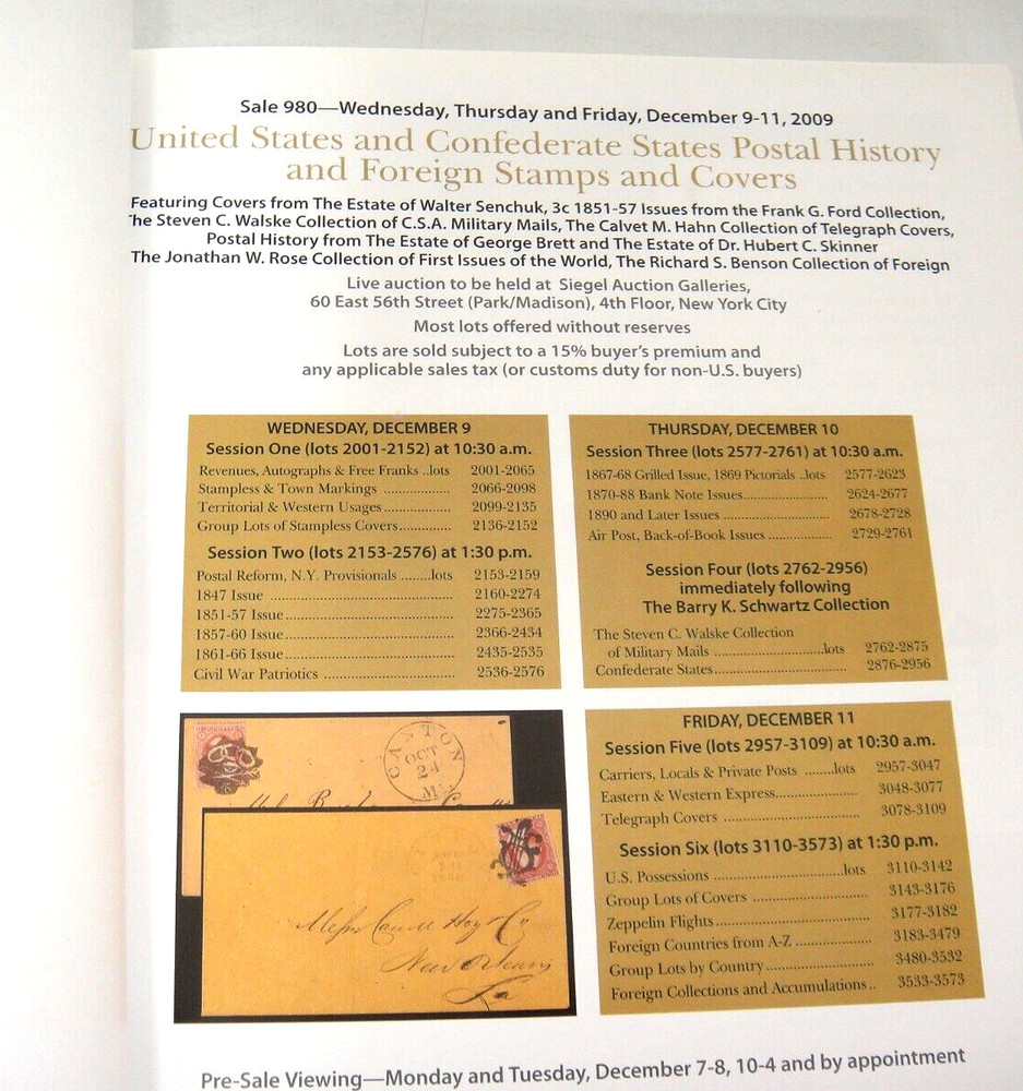 Siegel Auction Catalog Confederate States Postal History Military Mail Covers