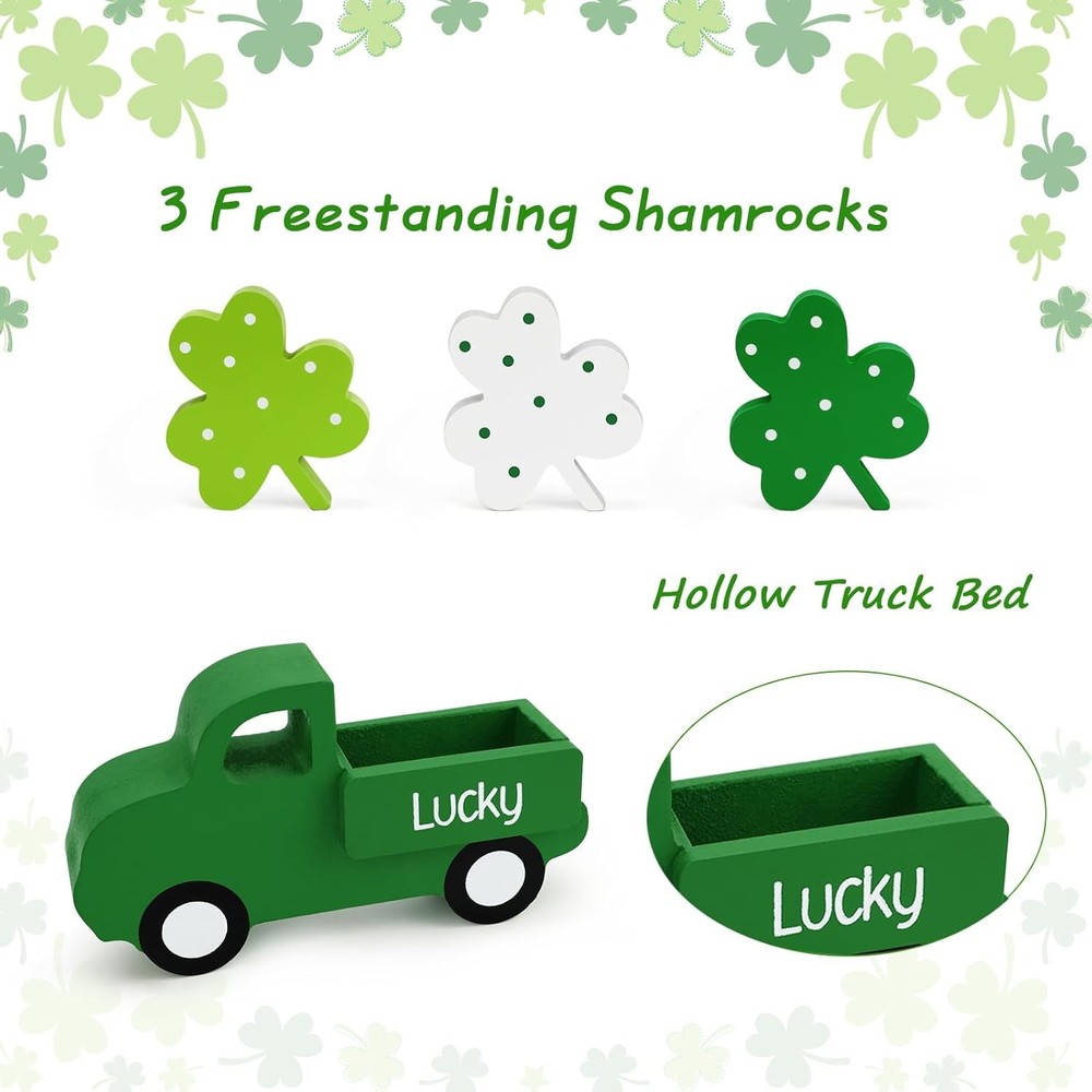 AKEROCK St Patricks Day Decorations, St Patricks Day Decor - Wooden Book Stack &