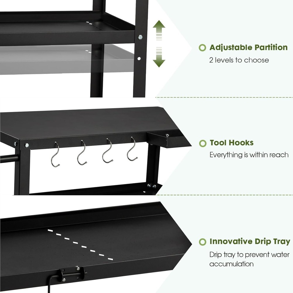 Versatile Outdoor Grill Cart Table with Lockable Wheels & Spice Caddy, Black