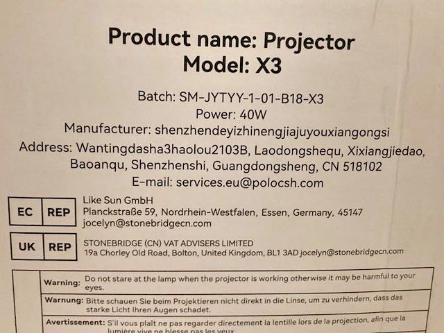 Polosch Portable Smart Projector, Full HD X3, White