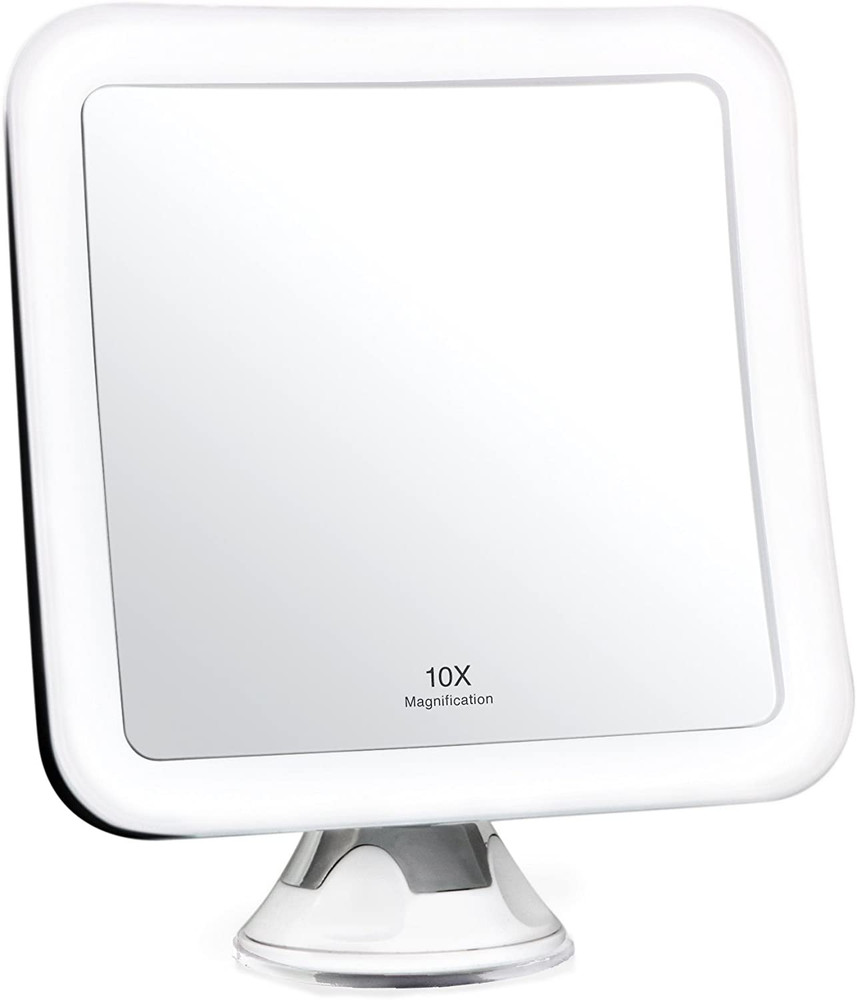 10X Lighted Makeup Mirror - Cordless, Suction, 360° Rotation, 6.5" Square