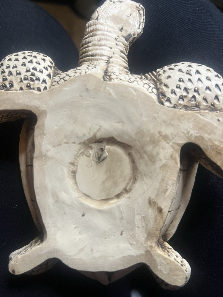 Carved Sea Turtle With Baby & Palm Tree