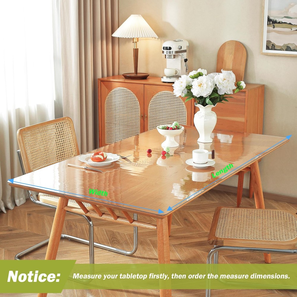 Clear Table Protector 42 x 66 Inch, 1.5mm Thick Plastic Table Cover, Waterpro...