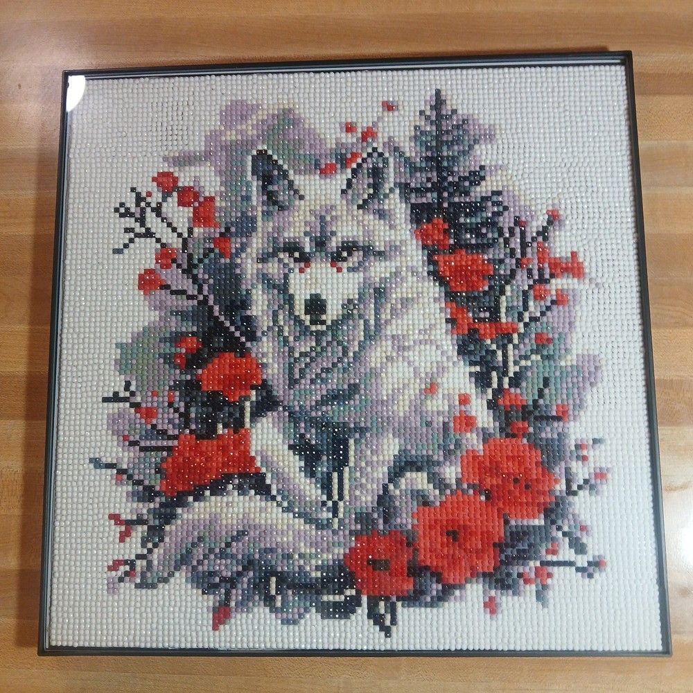 White Wolf Diamond Art with New Frame