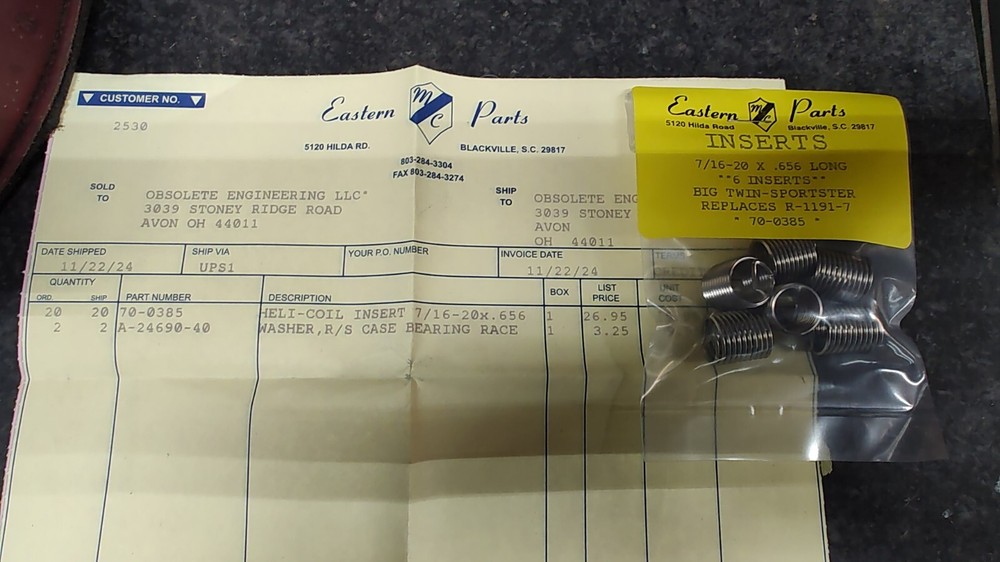 7/16"x20x.656" long Heli-Coil inserts