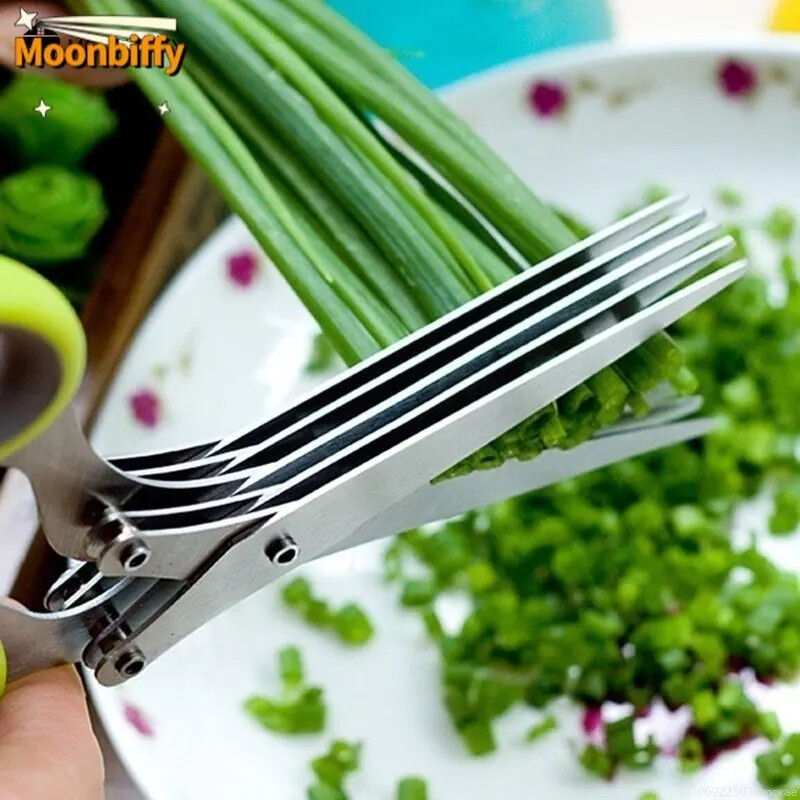 Muti Layers Stainless Steel Multi-Layers KItchen Scissors Scallion Cutter Herb