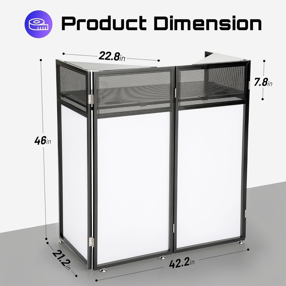 DJ Booth Stand Portable – DJ Table Facade for Laptop & Controller Double Top ...