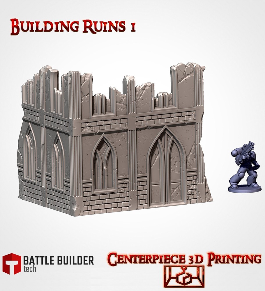 GW Classic Building Ruins - 3d printed Tabletop Terrain Scenery for Grim Future