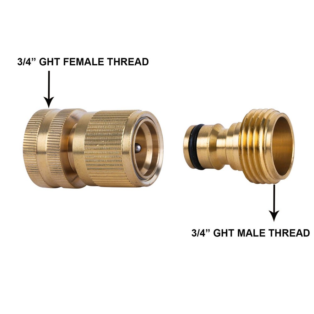 HQMPC Garden Hose Quick Connect Solid Brass Connector 2 Sets,