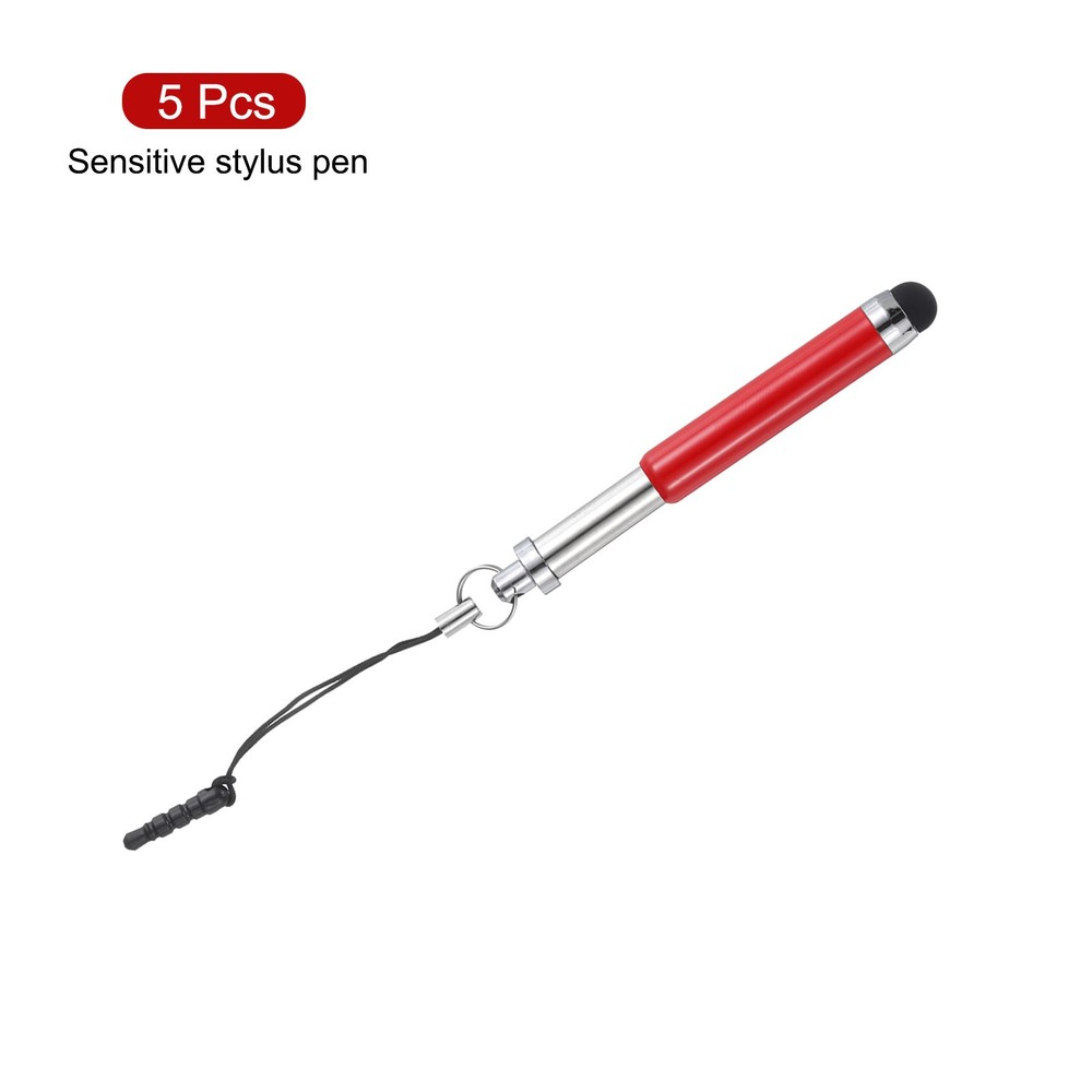5pcs Metallic Stylus Pen Retractable Capacitive Pens, Red