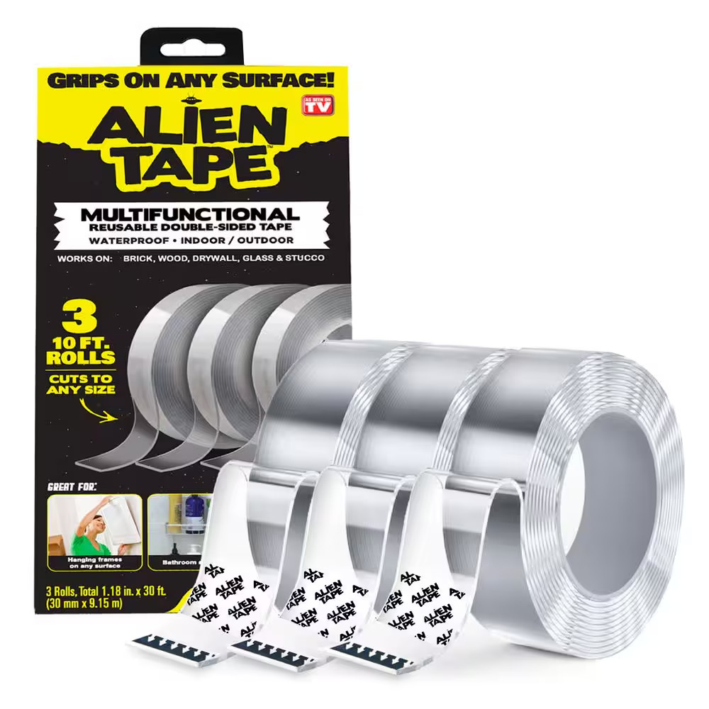 Alien Tape 10 Ft. Multi-Surface Tape Reusable Double-Sided (3-Pack)