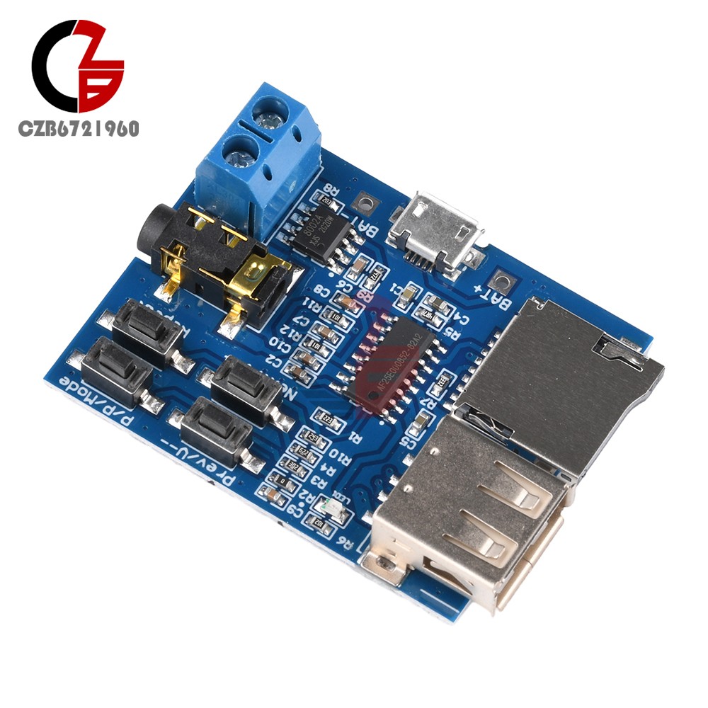 2PCS 3W MP3 Decoder Board Micro USB TF Card Audio Player Mono Amplifier Decoding