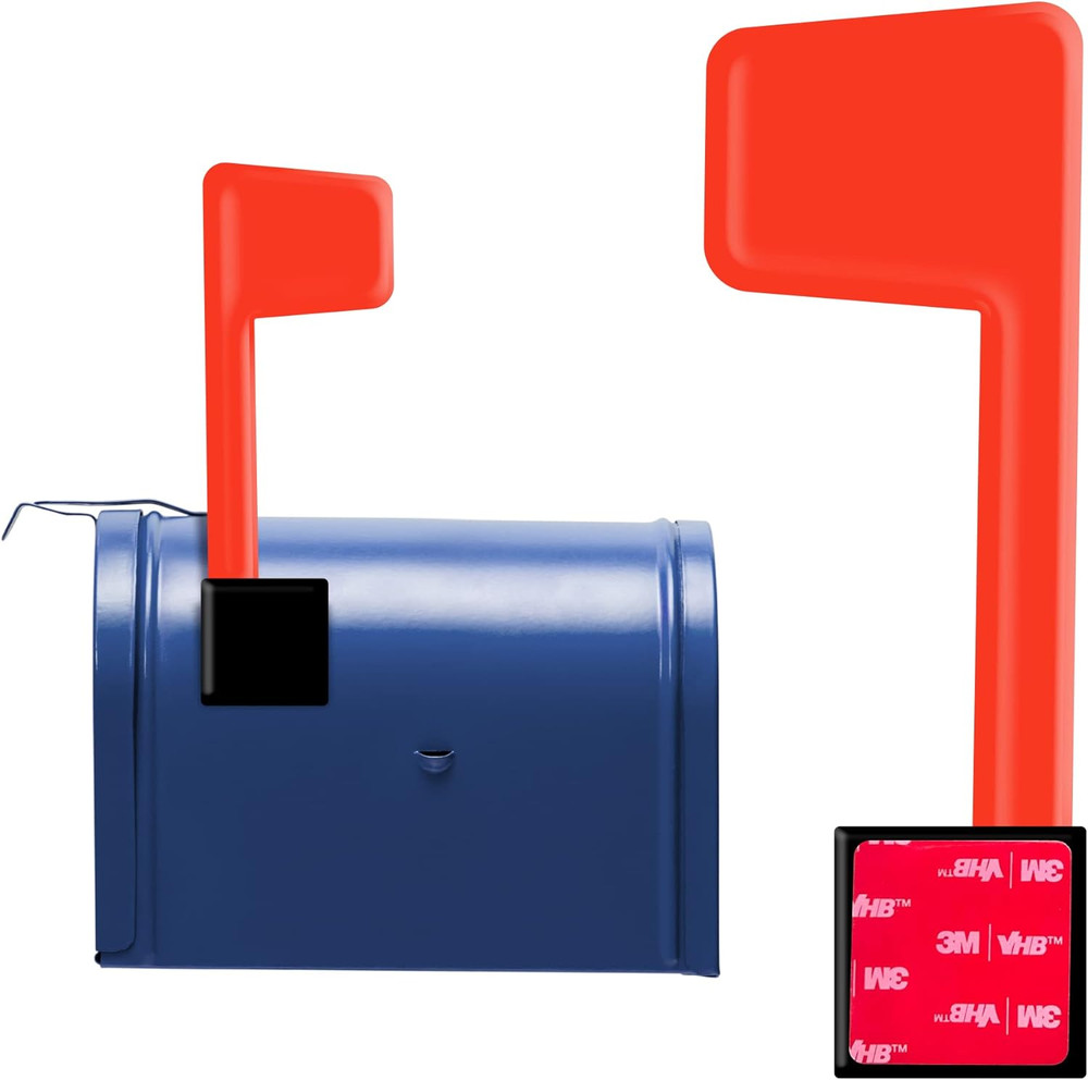 Mailbox Flag Replacement Kit - 2-Pack, Red Plastic, Surface Mount - Rust-Proof A