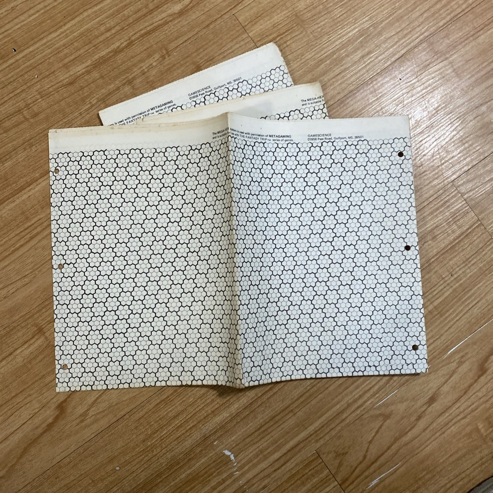 (3) Vtg RPG Gamescience Mega-Hex Sheets 16mm Wargaming D&D 22 x 35 *See Notes*
