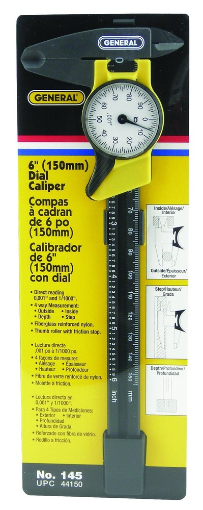 145 6-Inch Plastic Dial Caliper, Thousandths Reading