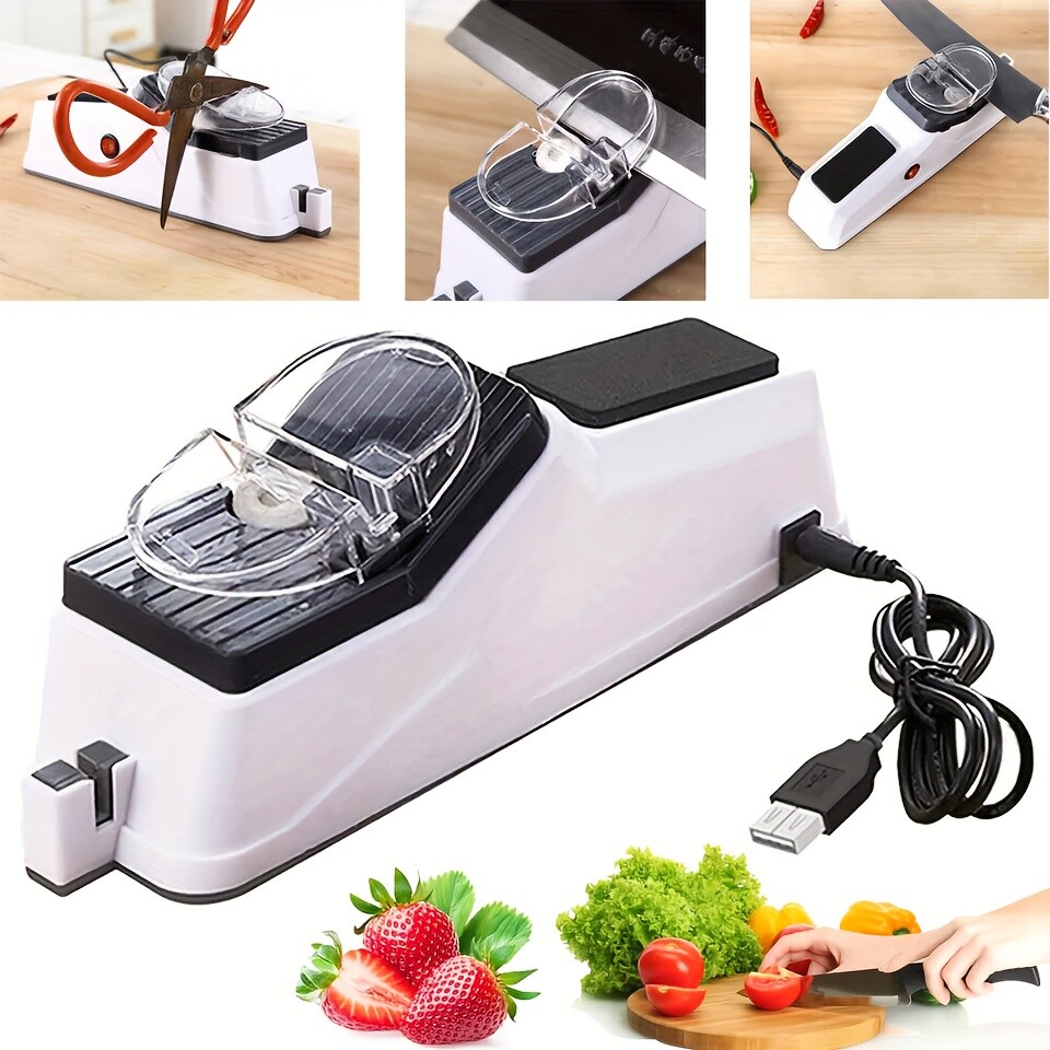 1pcs USB Electric Knife Sharpener Sharpening Stone, Kitchen Gadget