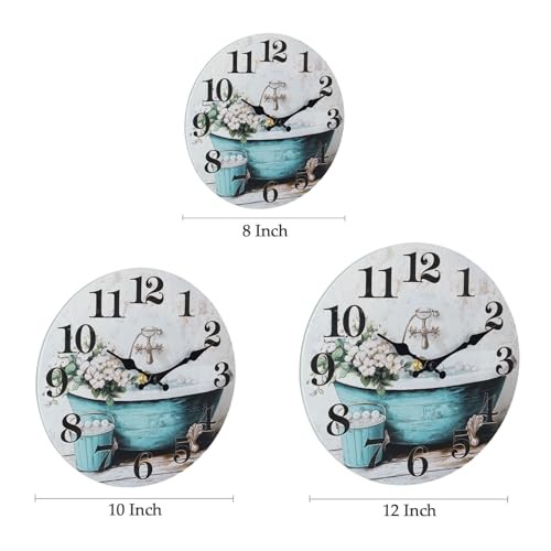 Bathroom Wall Clock,Rustic Style Waterproof Glass Shower Clock Wall Clock for