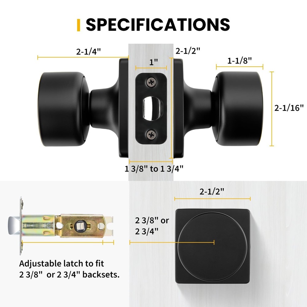 Goldenwarm Matte Black Closet Door Knobs, Passage Door Knobs Interior Hallway...