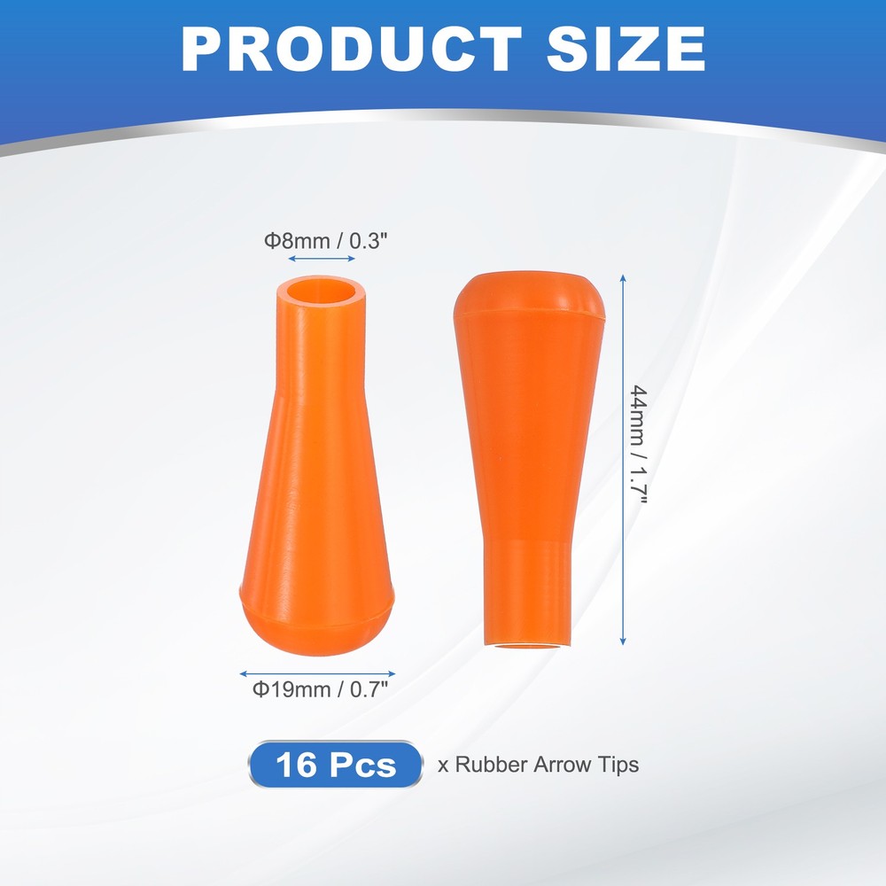16Pcs Rubber Arrowhead Archery Soft Arrow Tips for Shooting Game Orange