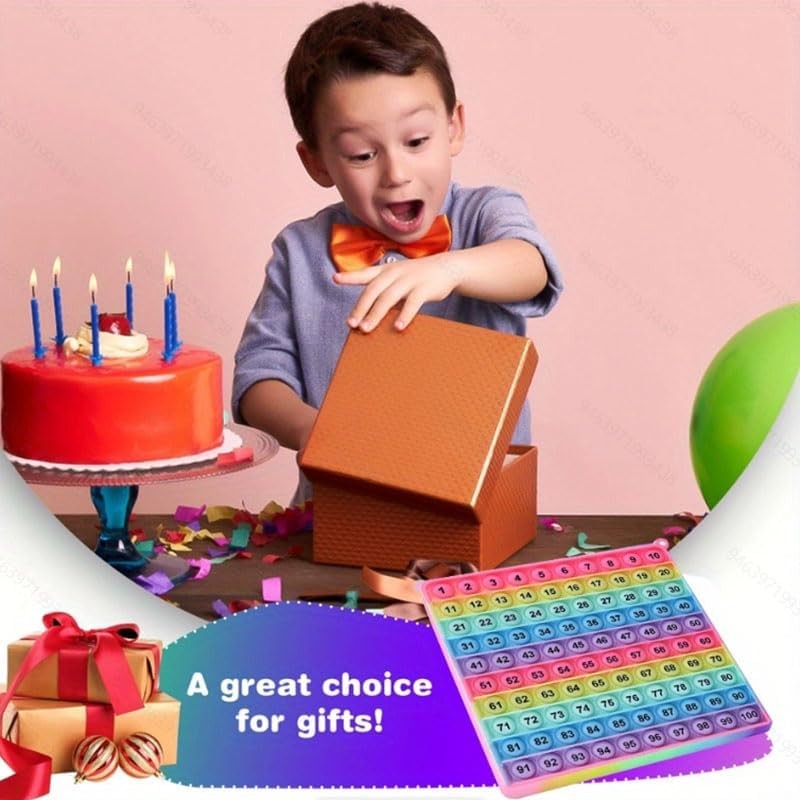 Multiplication Table Hundred Board Math Game P0PP Toy 100 Bubbles, Exercise...