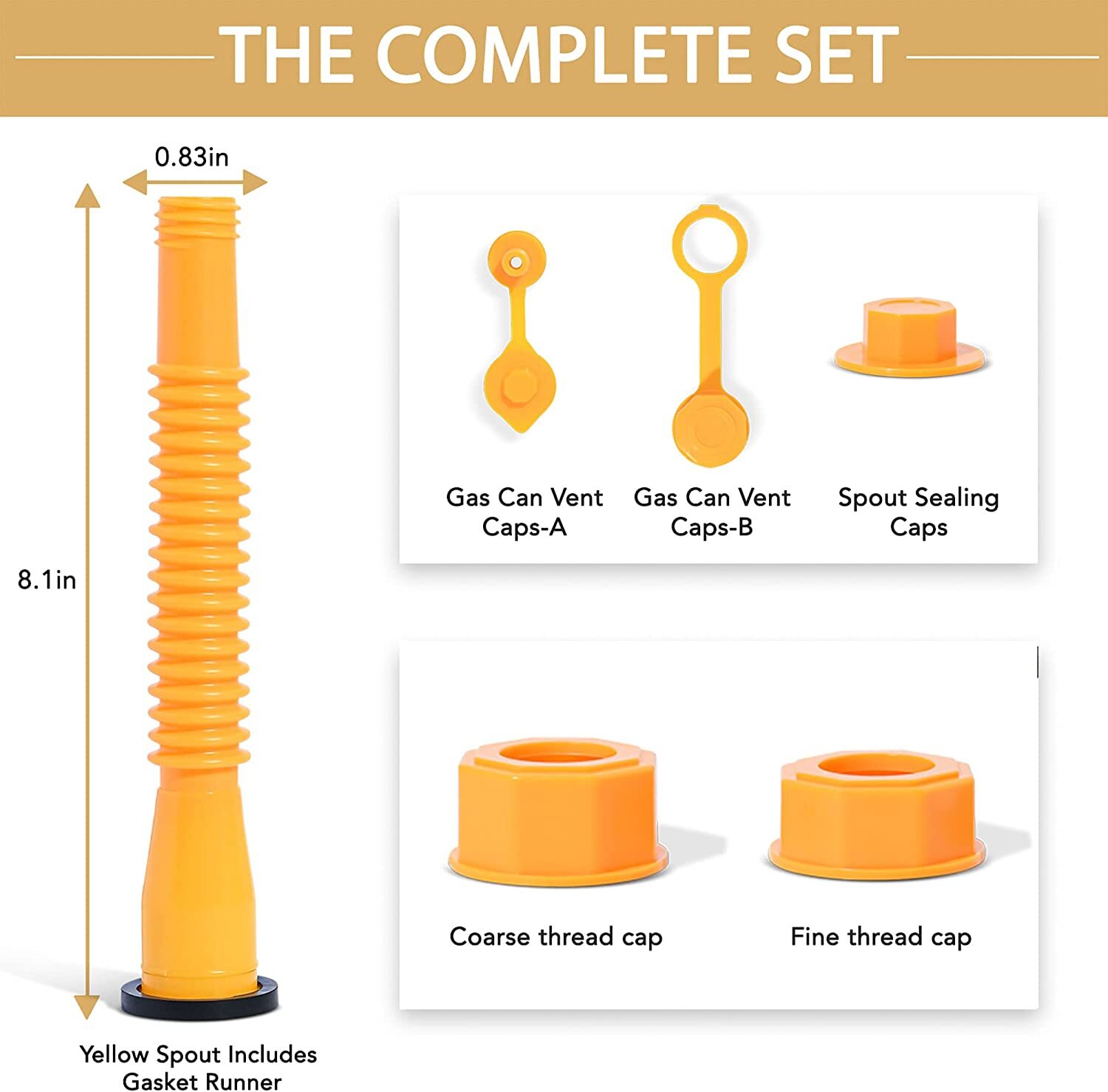 2X Replacement Gas Can Spout Nozzle Vent Kit for Plastic Gas Cans Old Style Caps