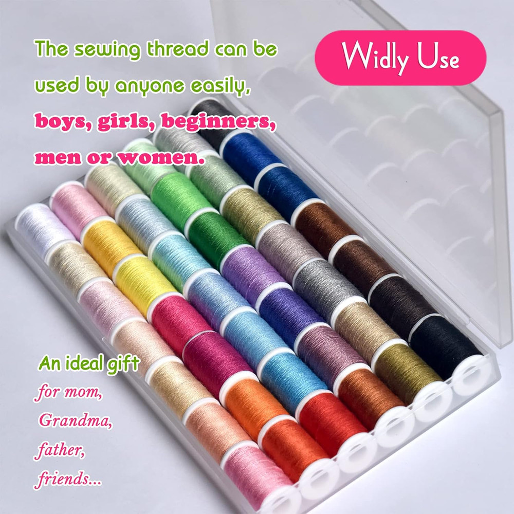 All Purpose Sewing Thread Set - 42 Assorted Rainbow Color Series, Convenient Thr