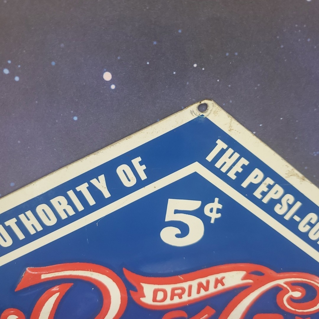 RARE Pepsi Cola Diecut Embossed Metal Sign 100th Anniversary New Bern NC 1998