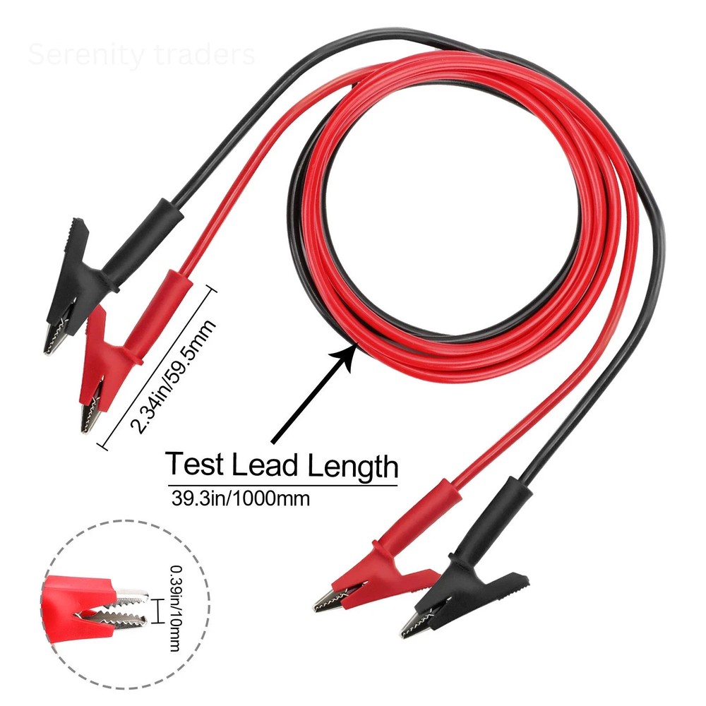 2PCS Alligator Clips Electrical Multimeter Test Leads Wire Cable 3.3Ft 1500V/15A