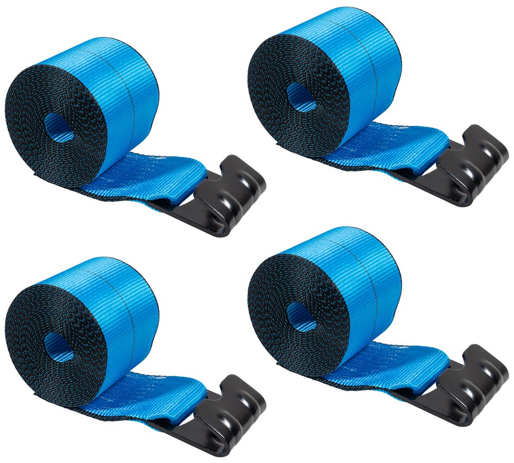 4PK 4"x20' Blue Winch Tie Down Straps w/Flat Hooks WLL# 5400 lbs for Flatbed ...