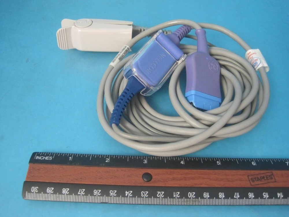 GE SpO2 INTERCONNECT CABLE NELLCOR OXIMAX 10ft REF 2025350-001 DS-100A SENSOR