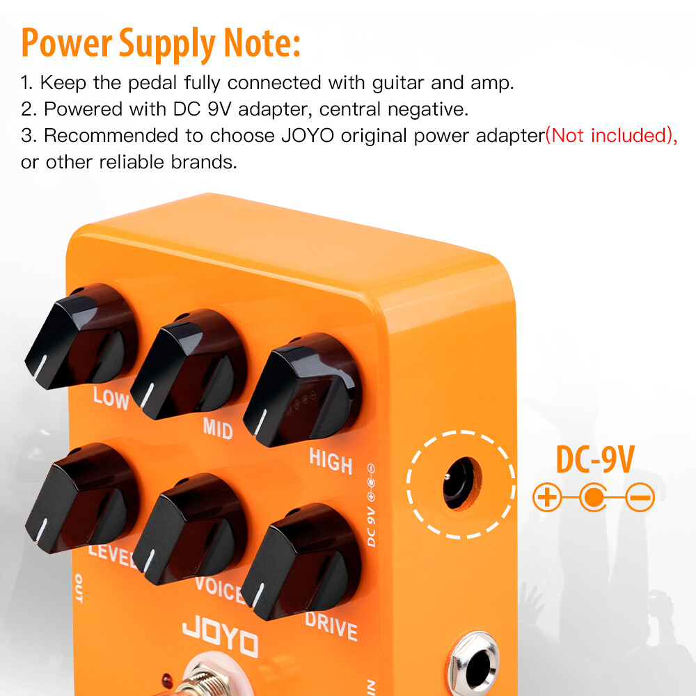 JOYO Overdrive Guitar Effect Pedal Orange Amplifier Simulation Distortion (Open)