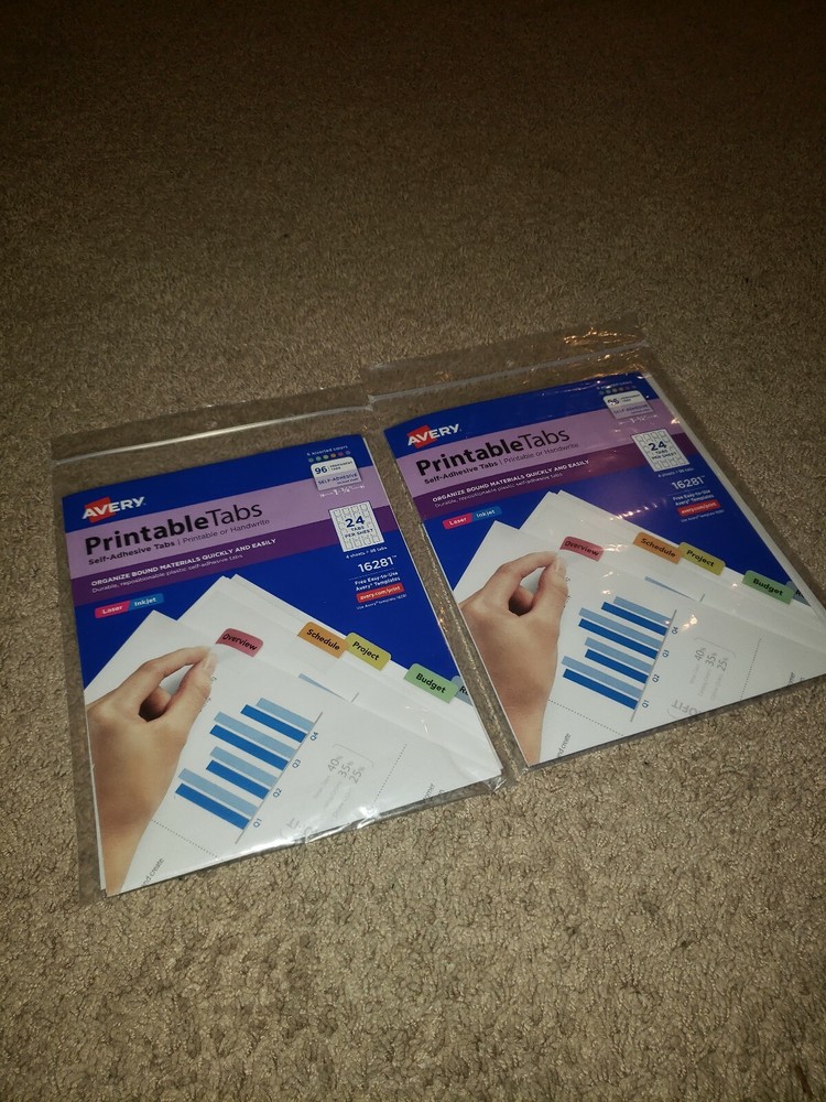 Avery Printable Plastic Tabs Self Adhesive 1/5-Cut Tabs Assorted Missing 9 Tabs