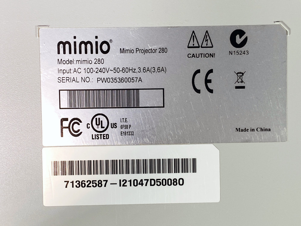 Mimio Projector 280 DLP Projector UST 3D Ready Interactive HDMI w/IR Camera