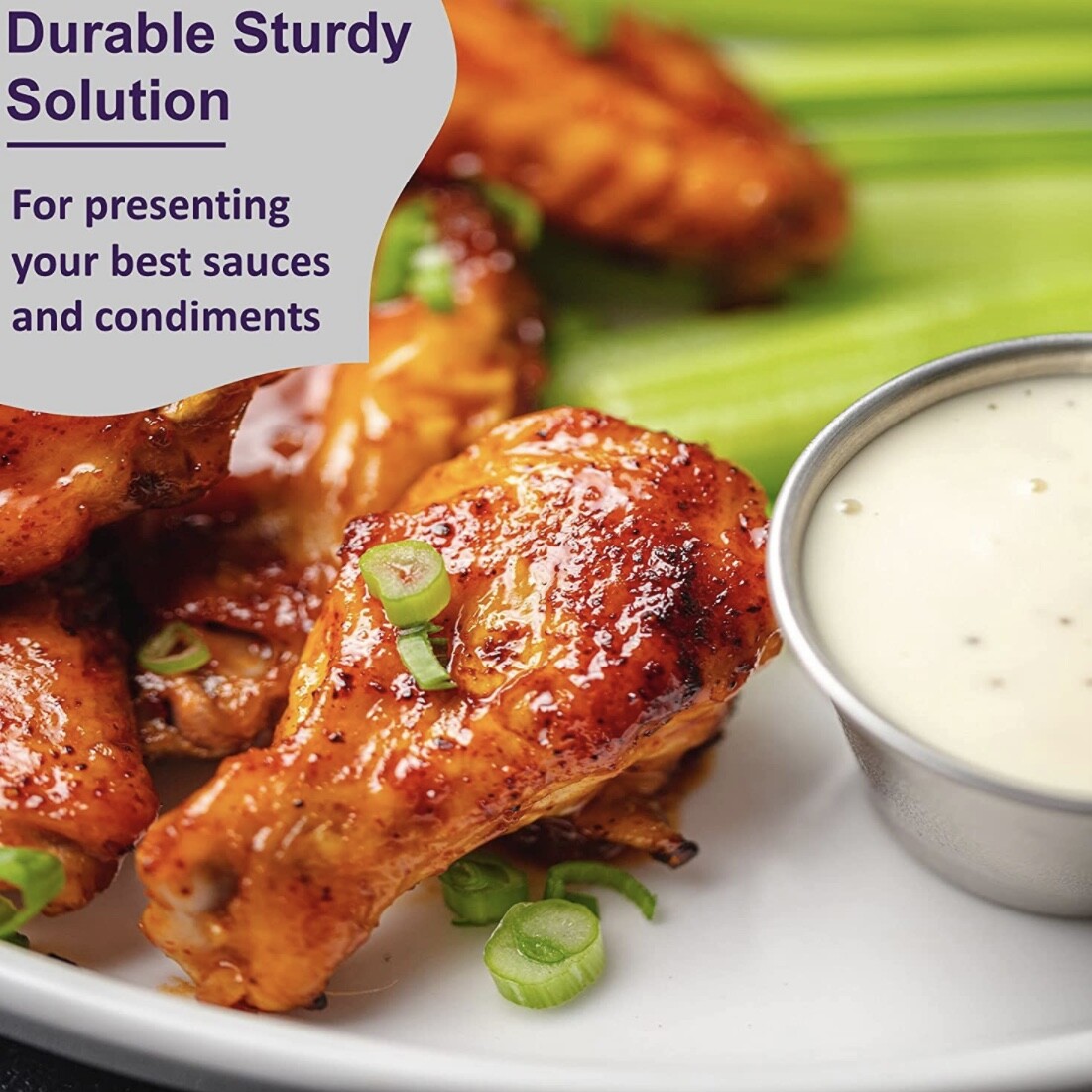 2.5 oz Sauce Cups Stainless Steel Condiment Portion Cup Dipping Sauce Cup