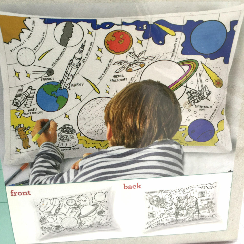 Eatsleepdoodle Space Explorer Pillowcase Color & Learn Planets Rockets with Pens
