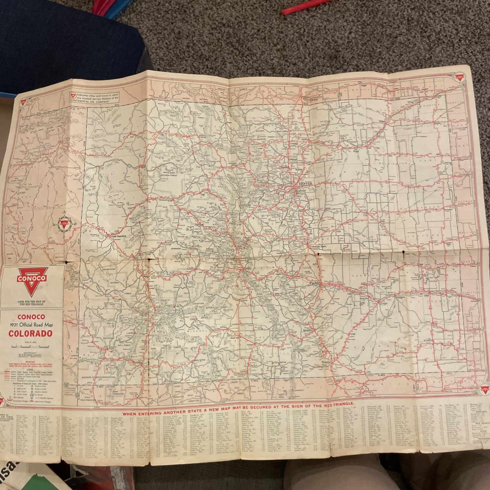 1931 Conoco Colorado Highway Road Map