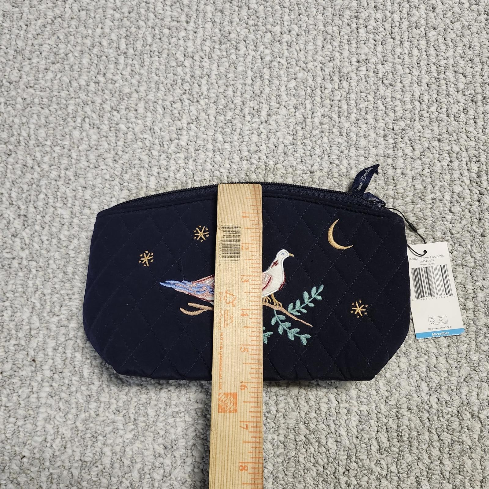 Vera Bradley Quilted Cosmetic Bag with Bird Embroidery NWT