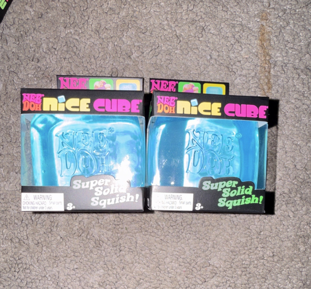 Nee Doh Nice Cube Super Solid Squish Sensory Squeeze Toy Blue