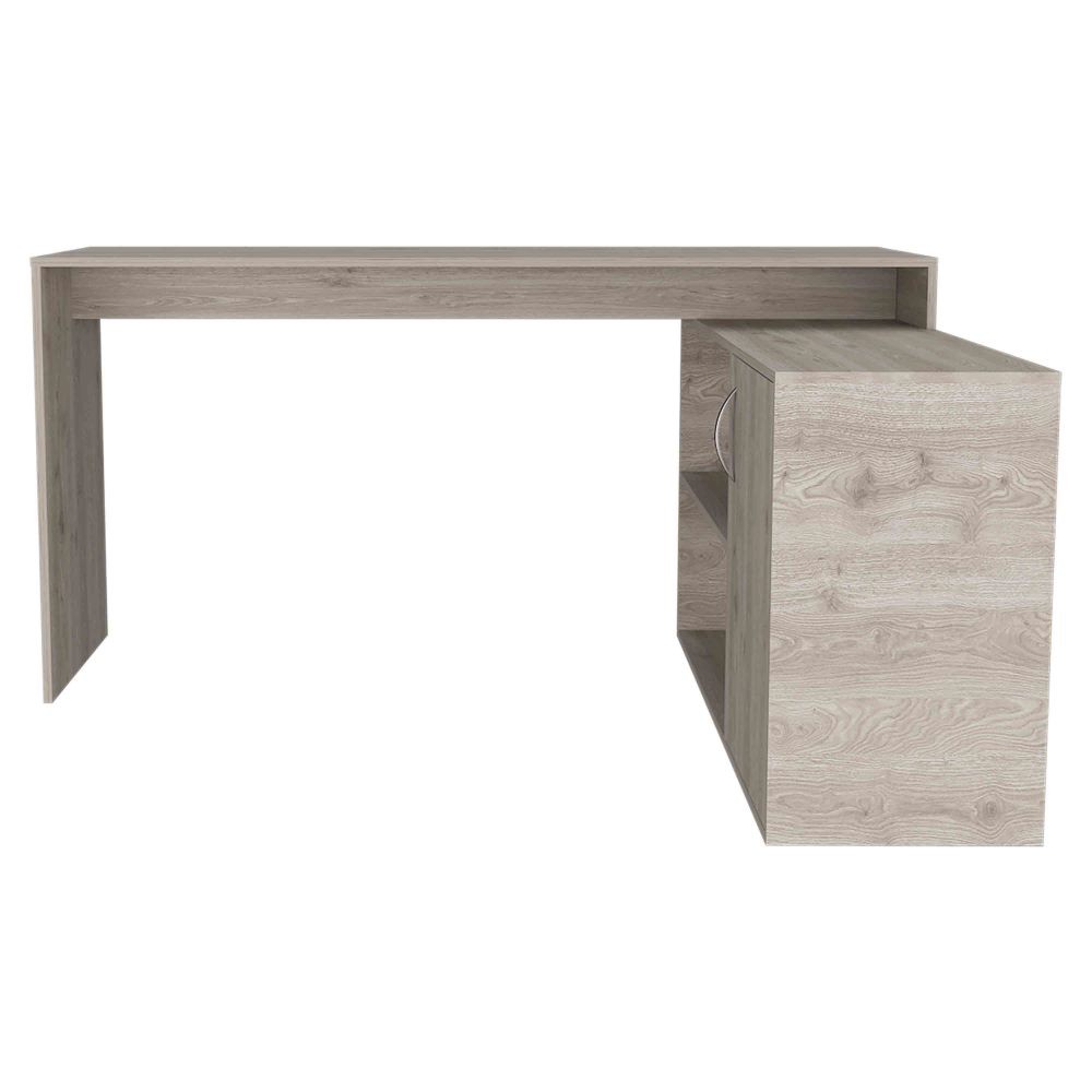 Corner L-Desk w/ Storage - Open & Closed Cabinets - Compact Computer Setup