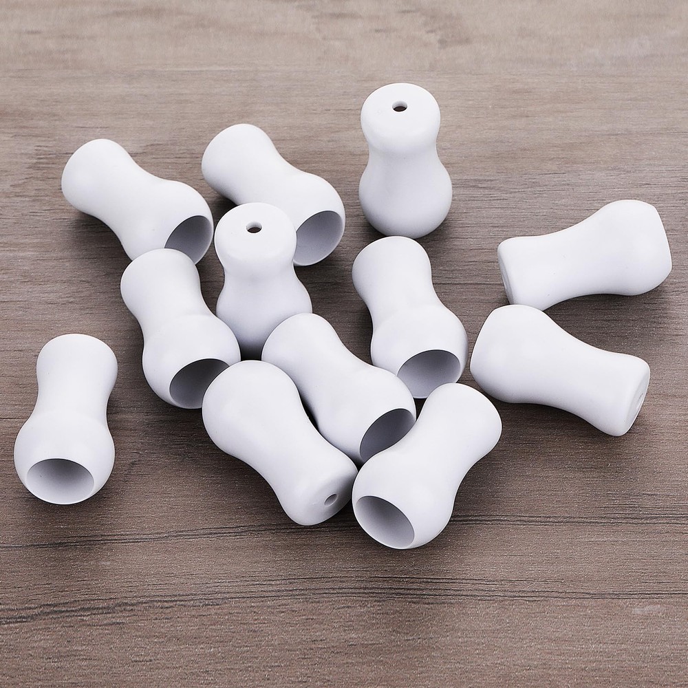 12 Pcs White Blind Pull Cord Knobs, Window Blinds Wood Tassels