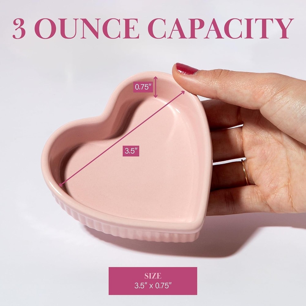 Heart Shaped Ramekin Set Mini Ceramic Ramekins Oven Safe Baking Dishes
