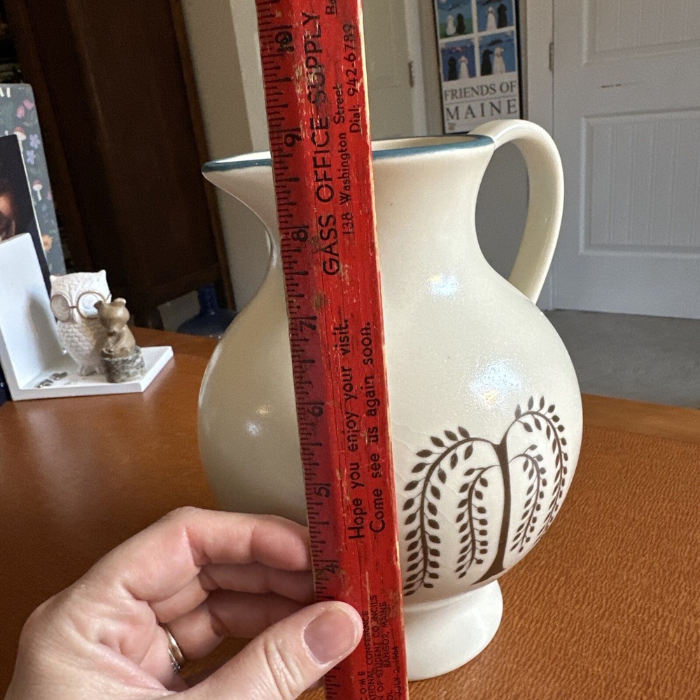 Pottery Pitcher By Willow Branch Willow Tree