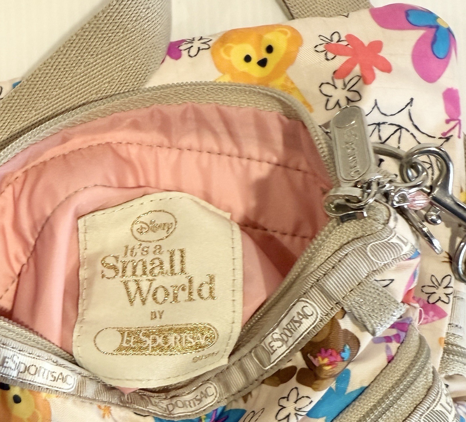 Disney LeSportsac It's A Small World Animal Print Zoo 3 ZIP Crossbody Bag